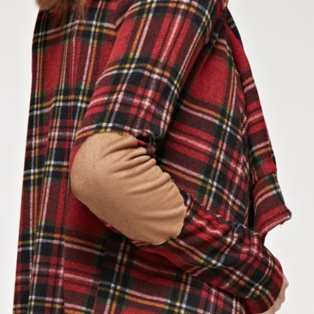 🔴HP Plaid waterfall cardigan suede elbow patches - Picture 5 of 6